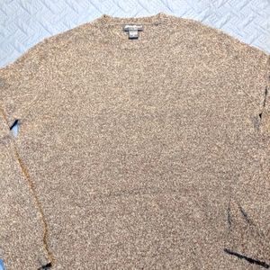 Eddie Bauer EUC Neutral tone Lambswool Brown Sweater Mens Medium Crew Neck